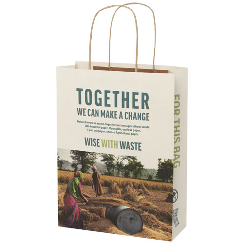 Sac recyclable résidus agricoles à personnaliser 24x32x9 cm Blanc cassé